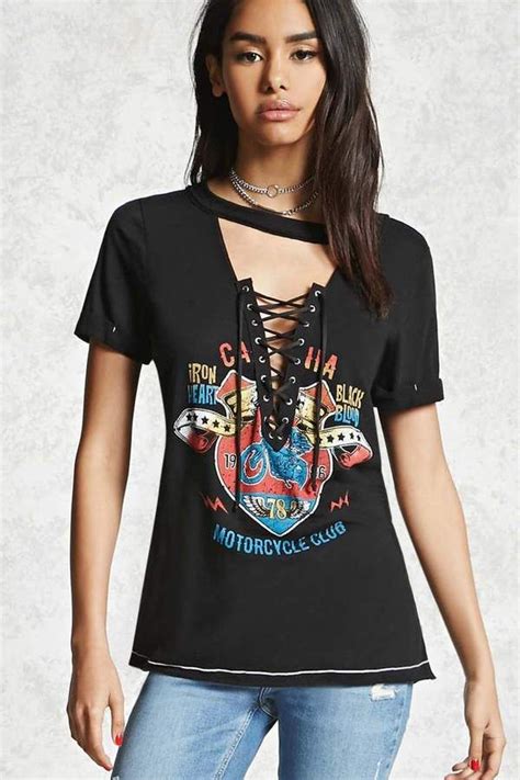 Forever 21 Lace Up Moto Club Graphic Tee Festival Looks Diy Fashion