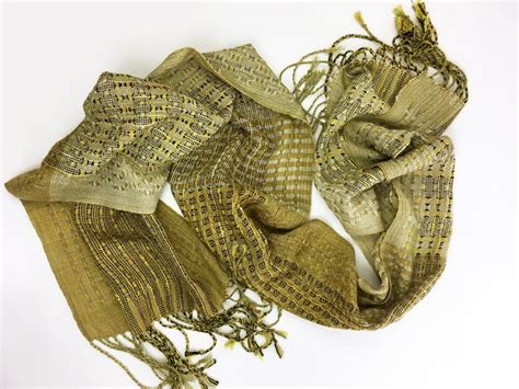 Gold Handwoven Scarf Tencel Woven Scarf Scarves For Women Etsy