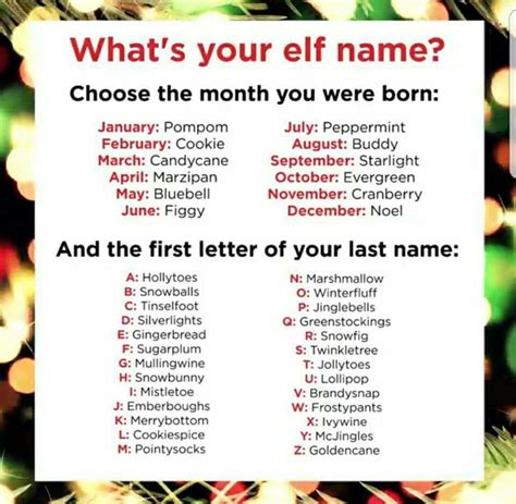 Pin By Trenna Brauer On Christmas Cards Whats Your Elf Name Elf