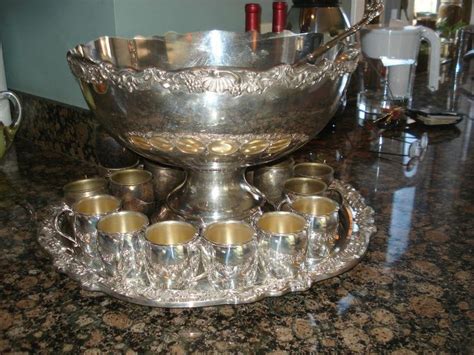 Vintage Huge Towle Silver Punch Bowl Set Underplate Ladle 20 Cups Nr