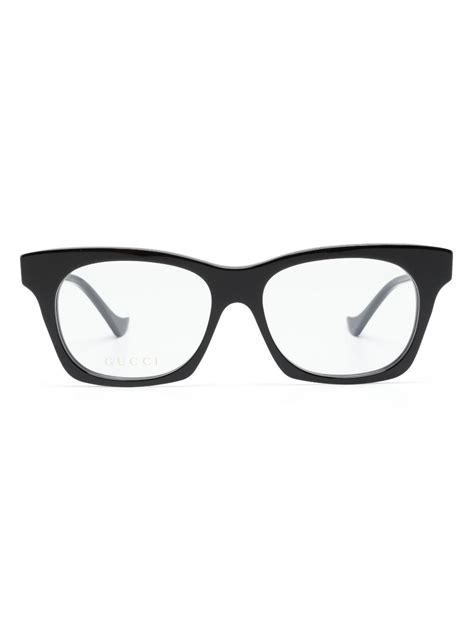 Gucci Eyewear Logo Engraved Square Frame Glasses Farfetch