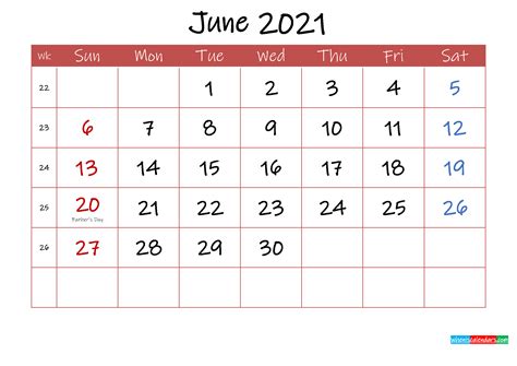 Download free printable 2021 monthly calendar with us holidays and customize template as you like. Printable June 2021 Calendar with Holidays - Template ink21m30
