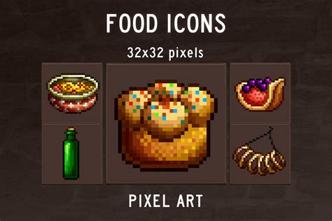 Food Icons Pixel Art Pack CraftPix Net