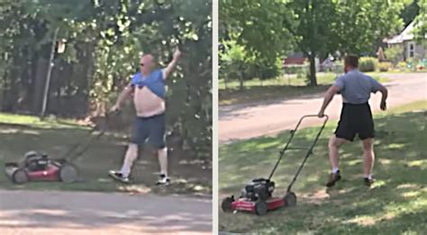 Two Competitive Neighbors Get Into Crazy Mowing Competition