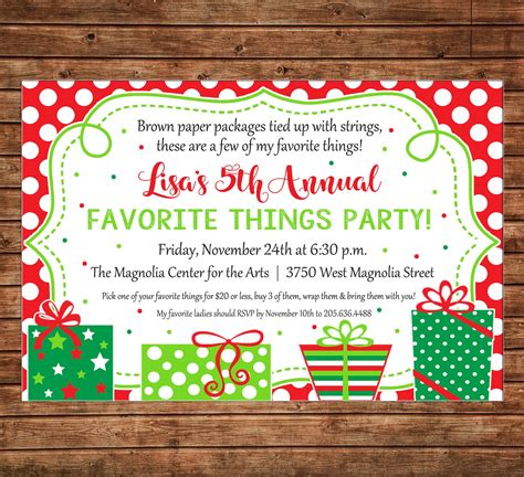 Christmas Invitation Favorite Things Dirty Santa T Exchange Party