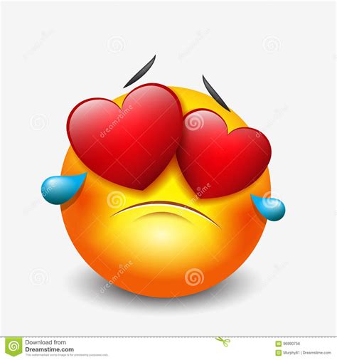 Cute Crying Sad Emoticon In Love Emoji Smiley Vector Illustration