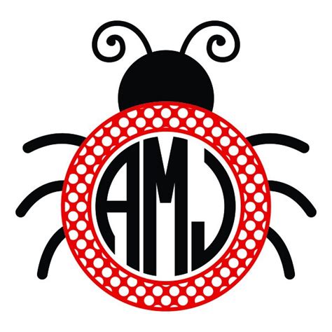 Ladybug Bug Monogram Frame Cuttable Design Png Dxf Svg And Eps Etsy