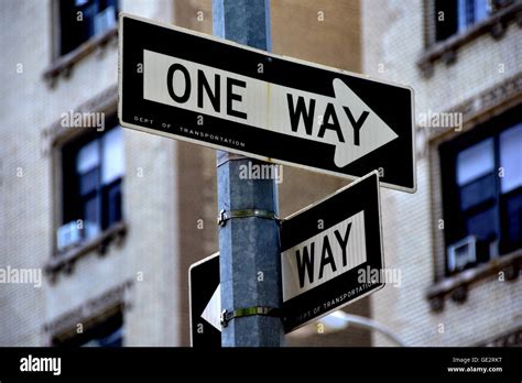 New York City Department Of Transportation One Way Street Signs On