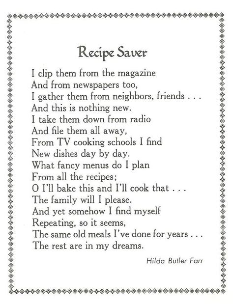 Recipe Poem Food Saver Kids Poems Recipe Book