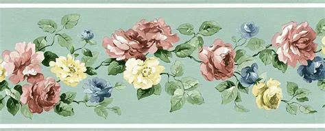 Download Mint Green Vintage Wallpaper Border Floral Roses Ch7154b