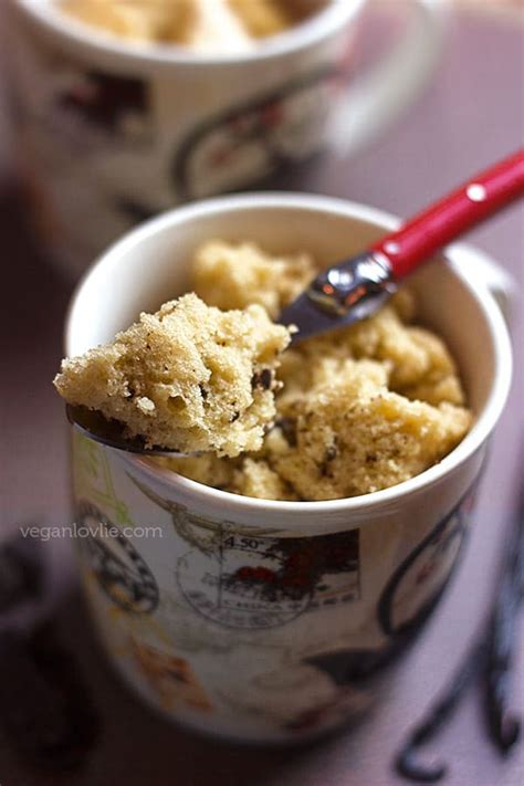 Grab a spoon and dig in! One Bowl Vanilla Chocolate Chip Vegan Mug Cake Recipe