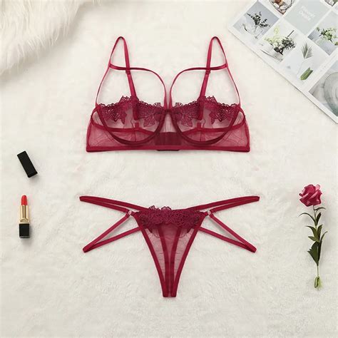 Erotic Sexy Lace Lingerie Sex See Through Lenceria Erotica Mujer Hollow Sexi Bra Panties Sets