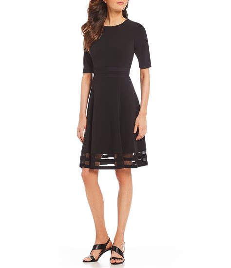 Calvin Klein Short Sleeve Illusion Hem A Line Dress Dillard S A Line Dress Casual Dresses