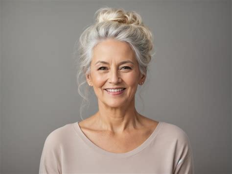 Premium Ai Image Beautiful Elderly Lady Gray Hair