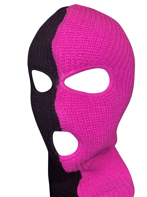 Ski Mask Neon Pink And Black Colors 3 Holes Half Black Half Etsy In