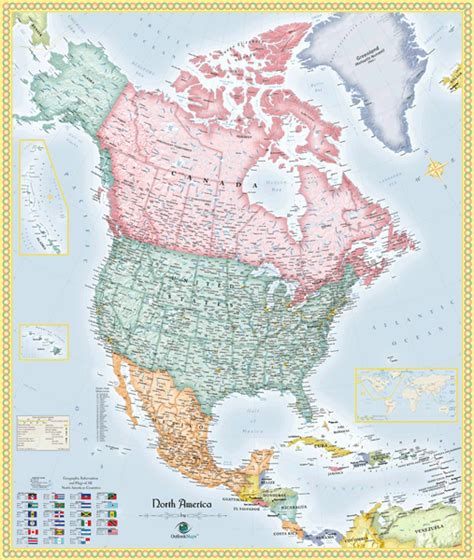 North America Political Wall Map By Outlook Maps Mapsales