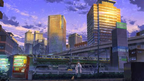 Anime Girl Cityscape Cats Hd Anime 4k Wallpapers Images Backgrounds