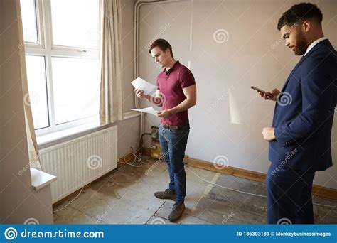 The objective statement promotes your residential or commercial career goals to replace the lack of experience. Male First Time Buyer Looking Around House For Renovation With Realtor Stock Image - Image of ...