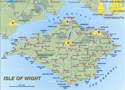 Map Of Isle Of Wight Island In United Kingdom Welt Atlasde