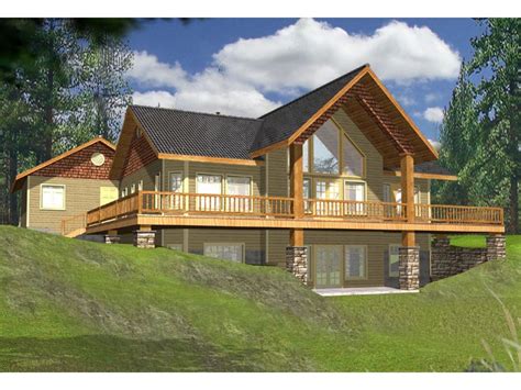 Lake House Plans With Rear View Wrap Around Lakefront Porches Front