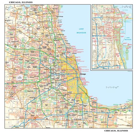 Map Of Chicago Street Streets Roads And Highways Of Chicago