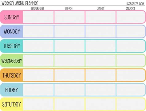 Blank Weekly Schedule Planner Template Calendar Design