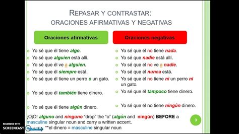 El presente de subjuntivo se conjuga así Palabras Negativas y Afirmativas - YouTube
