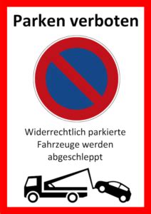Parken verboten ausdrucken kostenlos : Parken verboten Schild zum Ausdrucken (Word) | Muster ...