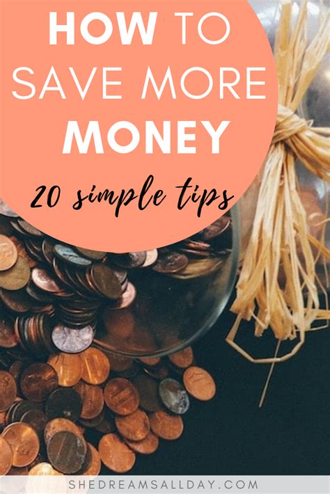 20 Simple Tips To Save More Money Today Money Today Budgeting Money