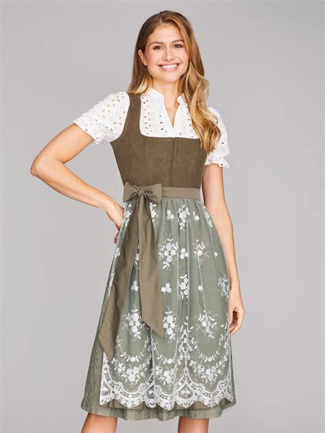 olivgrünes dirndl mit cord mieder limberry