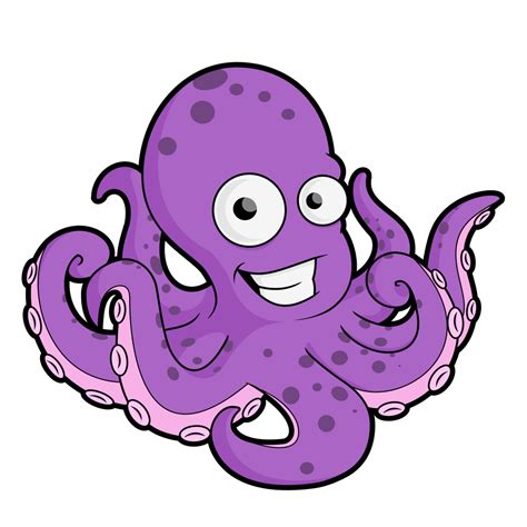Purple Octopus Cartoon Vector Drawing Free Image Download