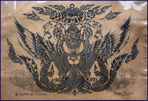 Thai Traditional Art Of The Garuda By Silkscreen Printing On