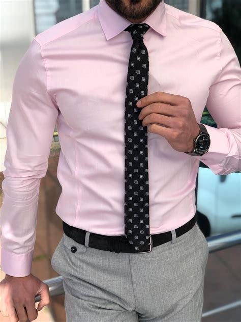Buy Pink Slim Fit Dress Shirt By With Free Shipping Slim
