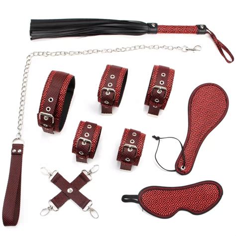 chinoiserie erotic bdsm leather kit flirting slave bondage set handcuffs whip collar adult games