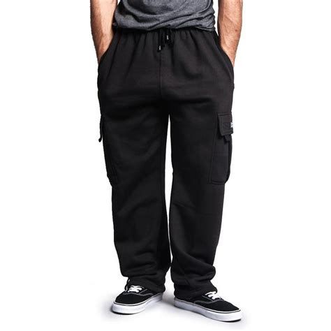 G Style G Style Usa Mens Solid Fleece Cargo Pants Black 2x Large