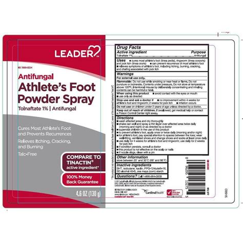 Leader Antifungal Athletes Foot Powder Spray Tolnaftate 1 46 Ounce