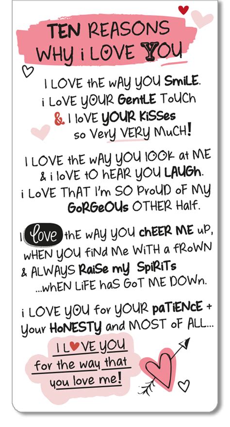 Ten Reasons Why I Love You Inspired Words Magnetic Bookmark