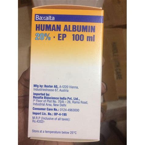 baxter injection albumin 20 100ml for hospital 30 c at rs 3650 bottle in pune
