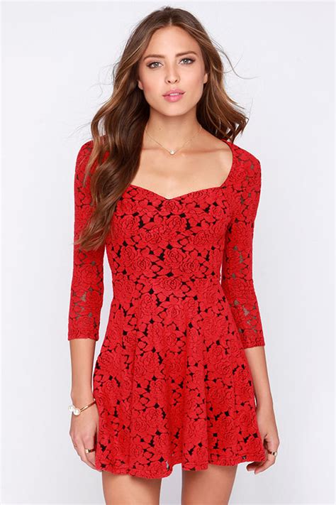 Mink Pink Little Red Jacquard Dress Red Dress Rose Dress 8700