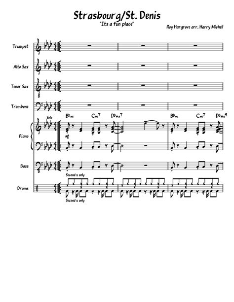 Sheet music arranged for piano/vocal/guitar in g major (transposable). Strasbourg/St. Denis Sheet music for Piano, Trumpet (In B Flat), Trombone, Drum Group & more ...