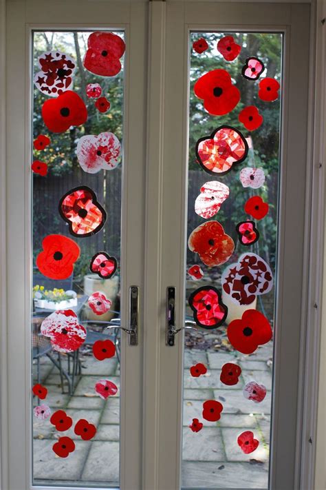 Done Mixed Media Poppies Displayed On Window With Our 18mth Old