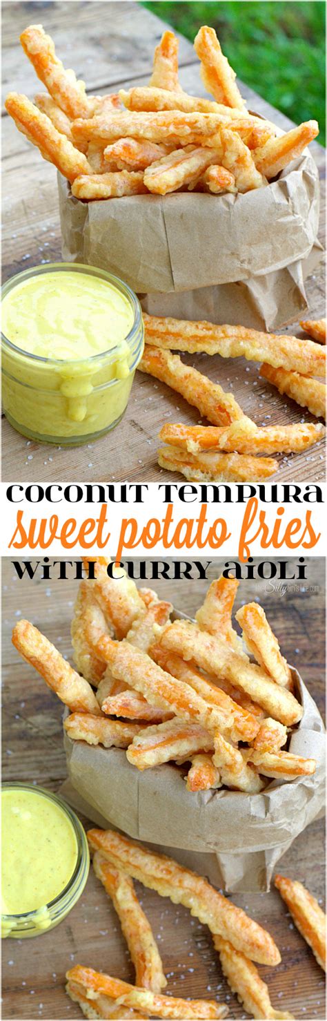 These sweet potato fries are delicious served as an appetizer, side dish, or snack. Coconut Tempura Sweet Potato Fries with Curry Aioli - This ...