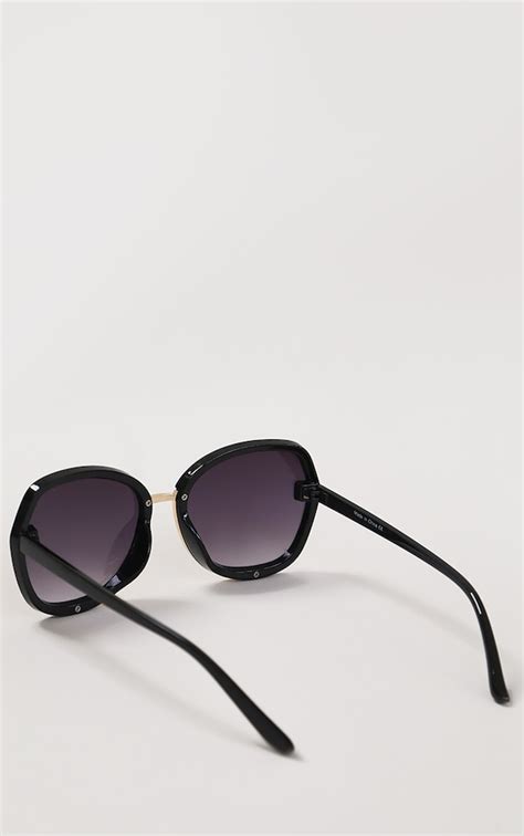 black fade oversized round sunglasses prettylittlething usa