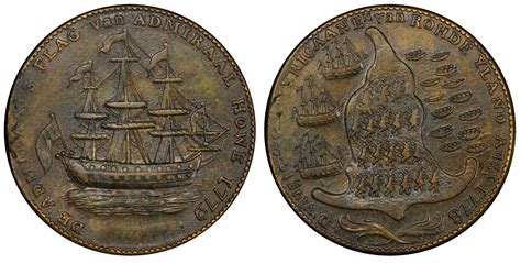1779 Ae Medal Rhode Island No Wreath Below Ship Regular Strike Post
