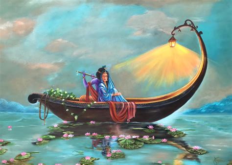 Buy Lord Krishna Oil Paint On Canvas Handmade Painting By Sudha