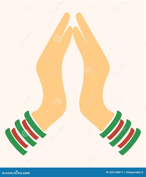 Sketch Of Two Hand Of Indian Lady Doing Namaste Welcome Gesture Of