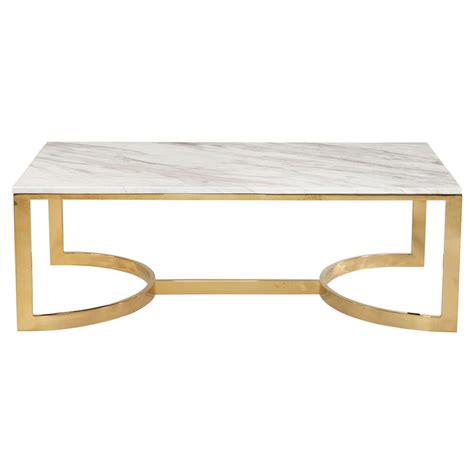 Alcide rectangular marble coffee table. Nata Hollywood White Marble Brass Horse Shoe Rectangular ...