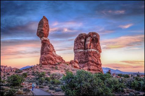 Sunset At Balanced Rock Arches National Park Balanced Rock Arches