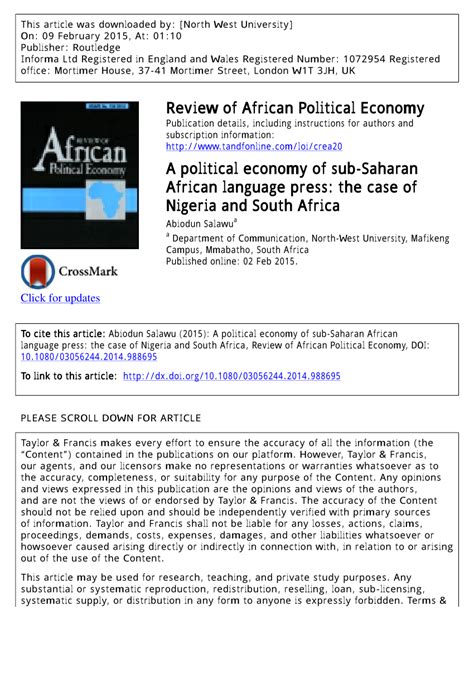 PDF A Political Economy Of Sub Saharan African Language Press The