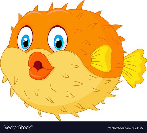 Cute Puffer Fish Cartoon Royalty Free Vector Image